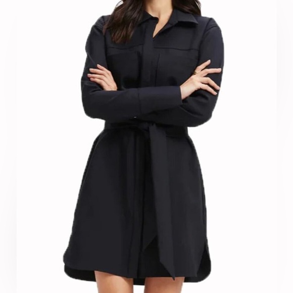 Good American Dresses & Skirts - GOOD AMERICAN Black Stretch Cotton Poplin Shirt-Dress Long Sleeve XL Size 4